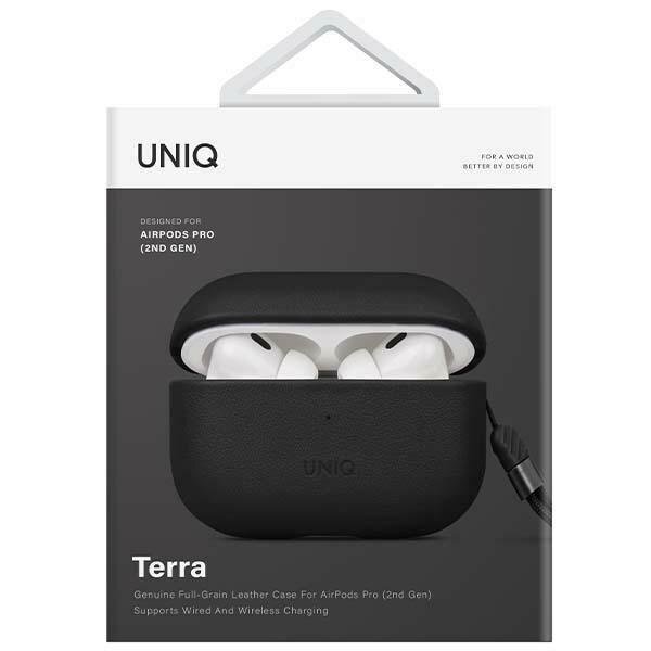 Uniq case Terra AirPods Pro 2nd gen. Genuine Leather black|dallas black cena un informācija | Austiņu piederumi | 220.lv