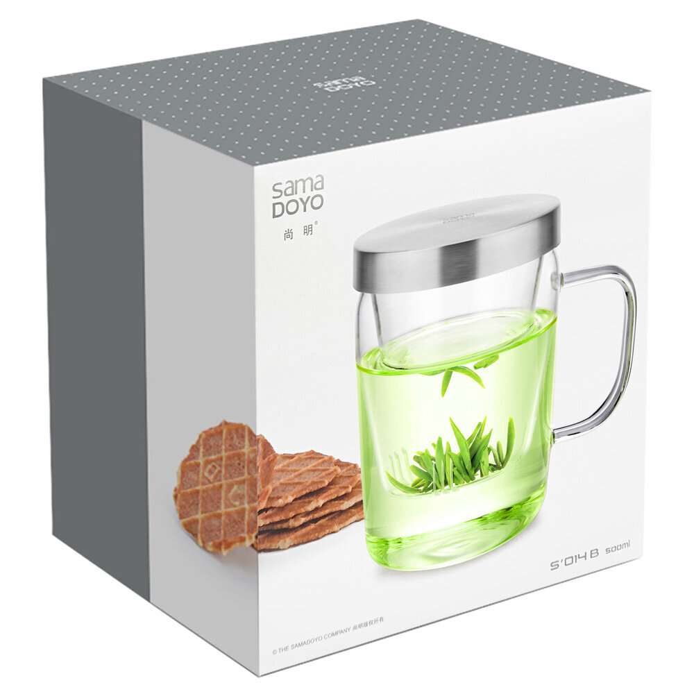 SAMADOYO Premium klases tējas krūze ar stikla filtru 3in1, S014B, Premium Quality Teacup 3in1, 500 ml cena un informācija | Glāzes, krūzes, karafes | 220.lv