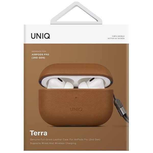 Uniq case Terra AirPods Pro 2 gen. Genuine Leather brown|toffee brown cena un informācija | Austiņas | 220.lv