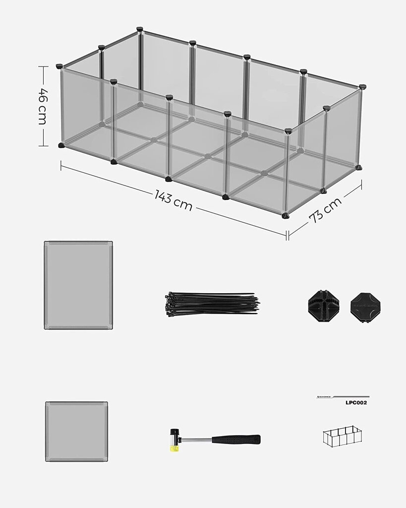 Būris maziem dzīvniekiem, 143 x 73 x 46, pelēks цена и информация | Būri un aksesuāri grauzējiem | 220.lv