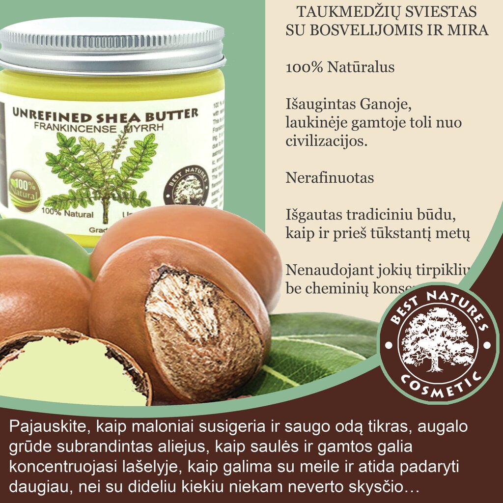 Šī sviests ar bosvēliju un mirru, Best Natures Cosmetic, 150 ml cena un informācija | Ķermeņa krēmi, losjoni | 220.lv