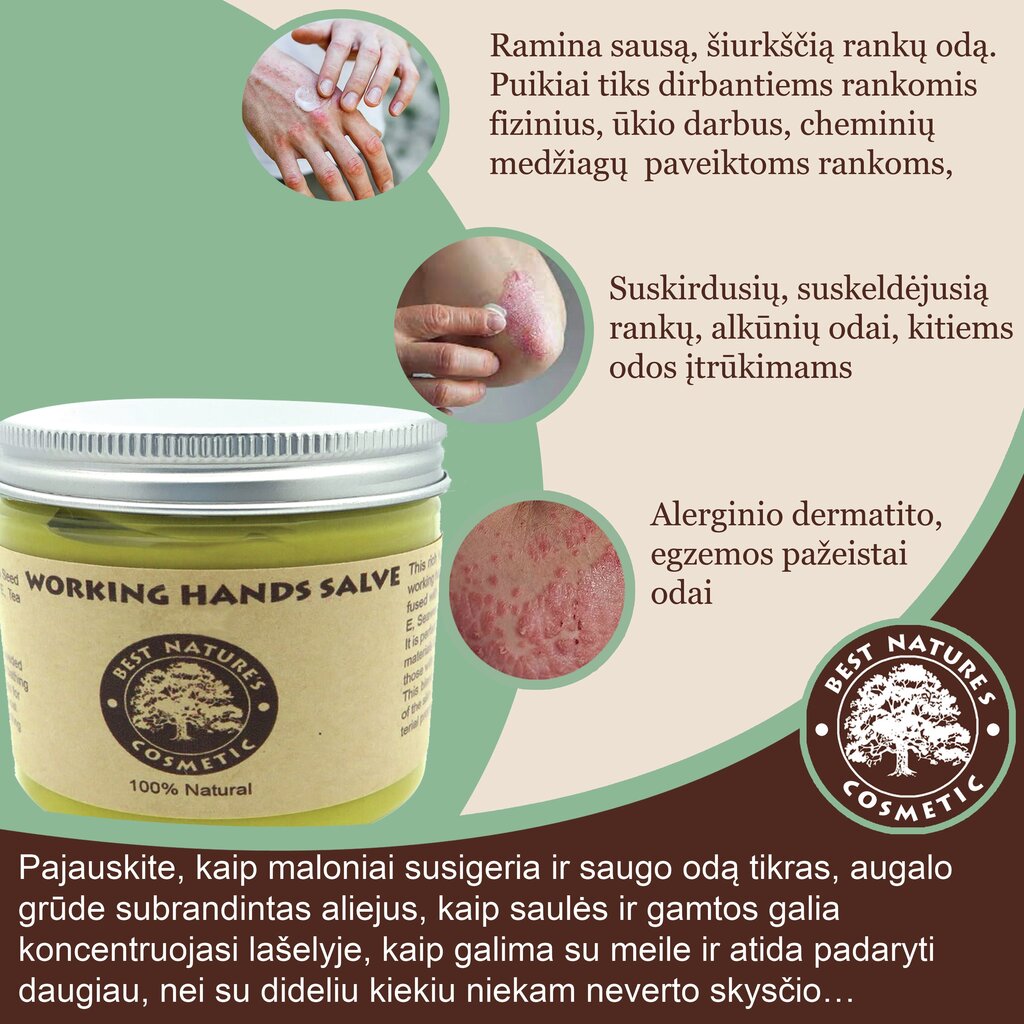 Sviests sausām, saplaisājušām rokām, Working Hands Best Natures Cosmetic, 150 ml cena un informācija | Ķermeņa krēmi, losjoni | 220.lv