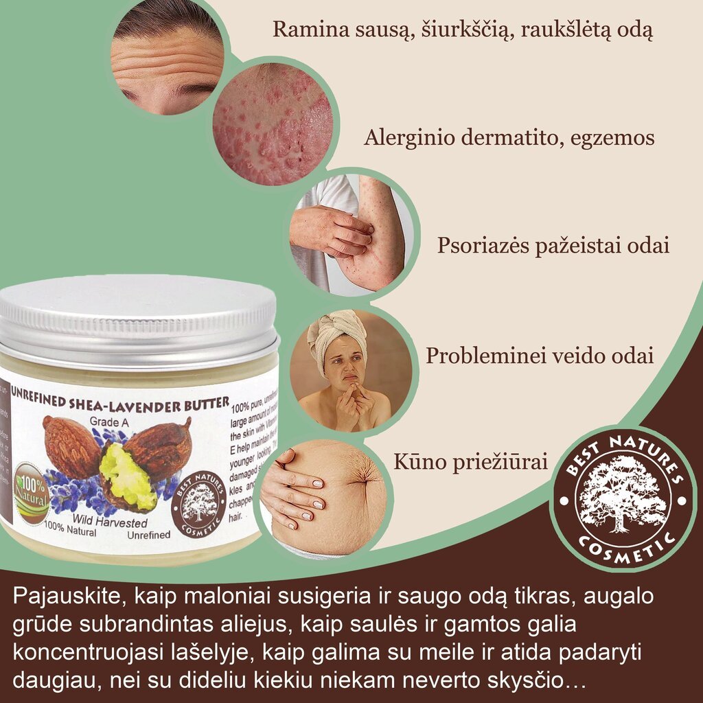 Šī sviests ar lavandu, Best Natures Cosmetic, 150 ml цена и информация | Ķermeņa krēmi, losjoni | 220.lv