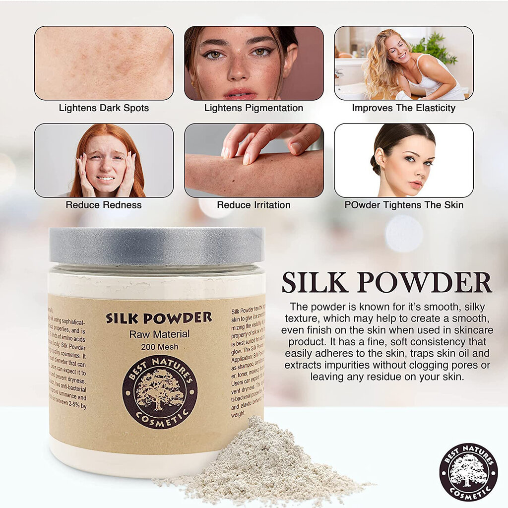 Dabīgā zīda pulveris, Best Natures Cosmetic Silk Powder, 150 ml cena un informācija | Sejas maskas, acu maskas | 220.lv