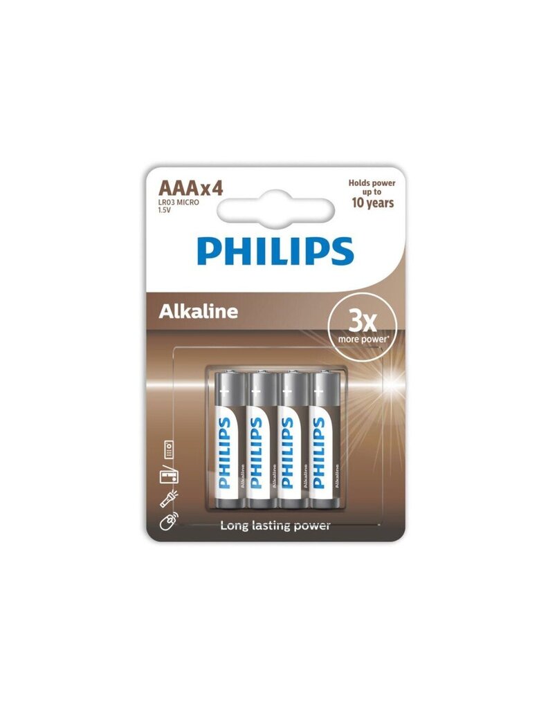 PHILLIPS PHILIPS ALKALINE BATTERY AAA LR03 4 PACK цена и информация | Baterijas | 220.lv