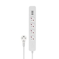 SAVIO barošanas sloksne 4 ligzdas un 3 x USB-A 1,5 m balts LZ-12 цена и информация | Удлинители | 220.lv