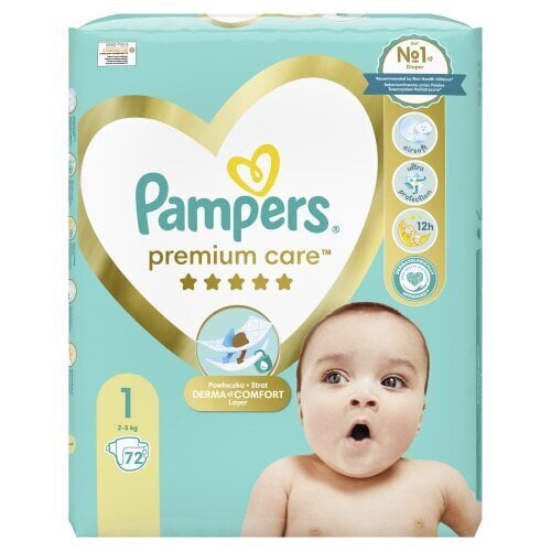 Pampers Premium Care, 1. Izmērs (Mini) 2–5 Kg, 72 Autiņbiksītes cena un informācija | Autiņbiksītes | 220.lv