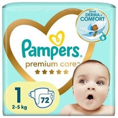 Pampers Premium Care, 1. Izmērs (Mini) 2–5 Kg, 72 Autiņbiksītes cena un informācija | Pampers Higiēna un veselība | 220.lv