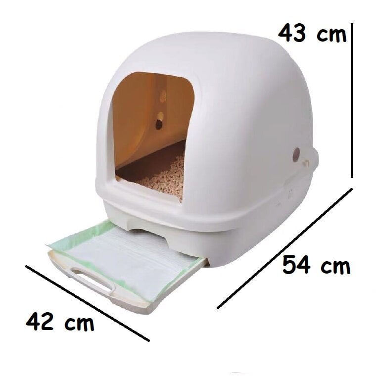 Divslāņu kaķu pakaišu sistēmas startera komplekts ar kapuci (kaste + granulas 1,6 kg + 4 paladziņi) цена и информация | Kaķu tualetes | 220.lv