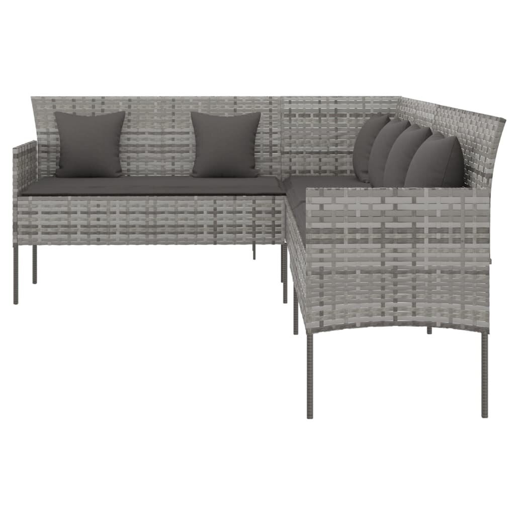 L-formas dārza dīvāns ar spilveniem vidaXL, pelēks cena un informācija | Dārza krēsli | 220.lv