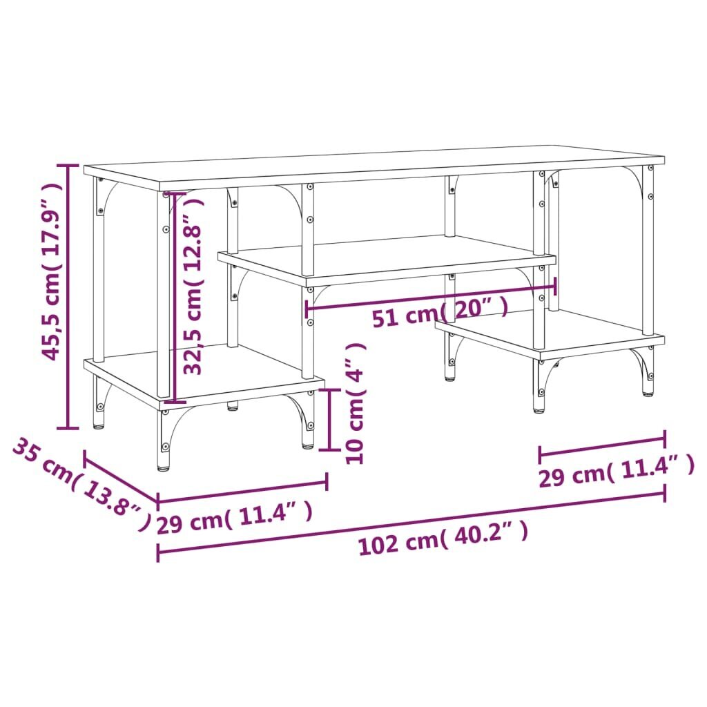 TV skapītis, 102x35x45,5 cm, melns cena un informācija | TV galdiņi | 220.lv