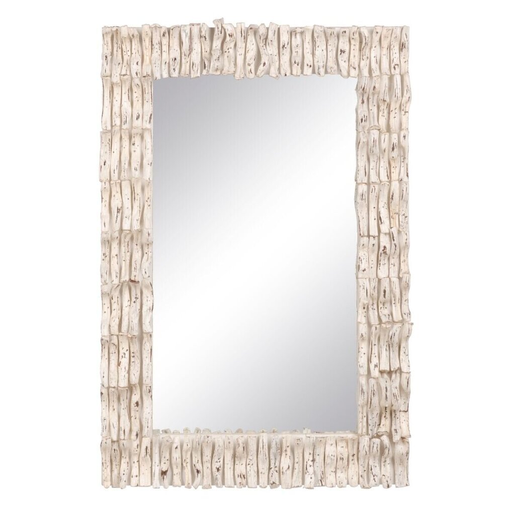 Sienas spogulis 60 x 8 x 90 cm Tīkkoks Balts цена и информация | Spoguļi | 220.lv