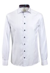23001S1/Krekls vīriešiem ar baltu kontrastu (Slim) Pagarināts +4 cm cena un informācija | Vīriešu krekli | 220.lv