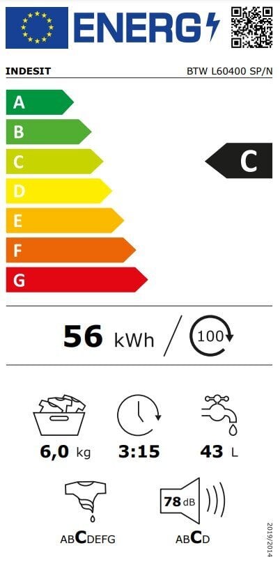 Indesit BTW L60400 SP/N цена и информация | Veļas mašīnas | 220.lv