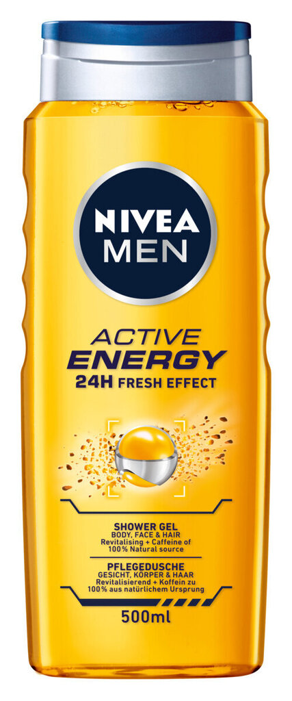 Dušas želeja vīriešiem Nivea Men Active Energy, 6 x 500 ml цена и информация | Dušas želejas, eļļas | 220.lv
