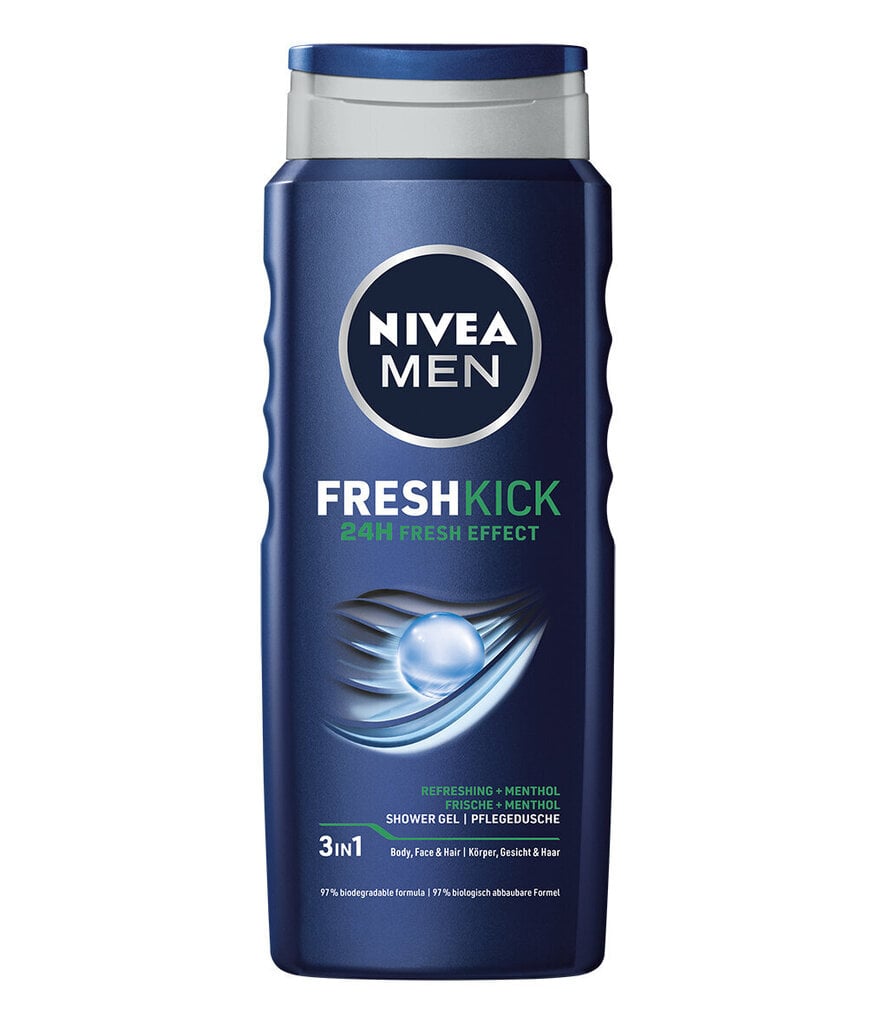 Dušas želeja vīriešiem Nivea Men Fresh Kick, 6 x 500 ml цена и информация | Dušas želejas, eļļas | 220.lv