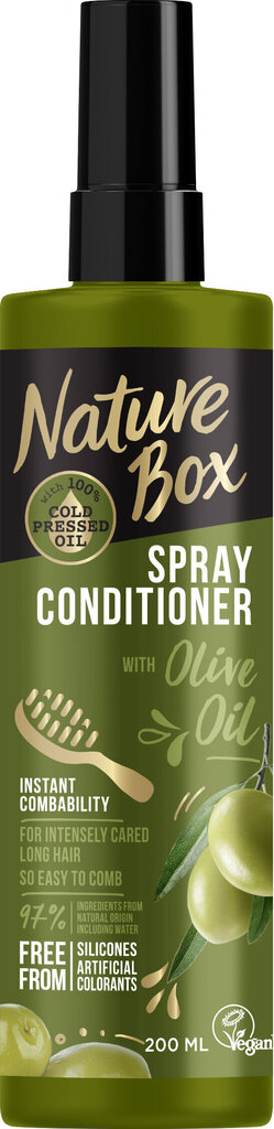 Izsmidzināms matu kondicionieris, Nature Box OLive, 3 x 200 ml cena un informācija | Matu kondicionieri, balzāmi | 220.lv