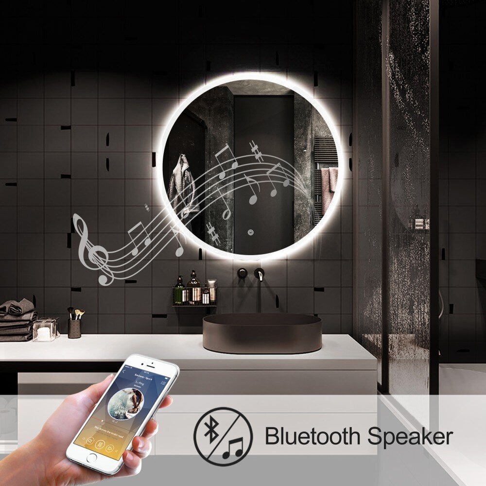 LED spogulis Madrid 60см Bluetooth, Anti-fog, Dimmer, Color change cena un informācija | Vannas istabas spoguļi | 220.lv