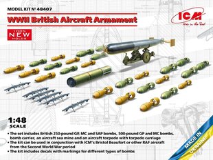 Līmējošais modelis ICM 48407 WWII British Aircraft Armament 1/48 cena un informācija | Līmējamie modeļi | 220.lv