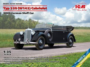 Līmējošais modelis ICM 35540 WWII German Staff Car Typ 320 (W142) Cabriolet 1/35 cena un informācija | Līmējamie modeļi | 220.lv