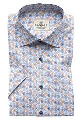 22004R/Vīriešu krekls ar īsām piedurknēm Zils/brūns (Regular) cena un informācija | Vīriešu krekli | 220.lv