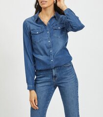 Vila Sievietes Bista 14033008 Denim Shirts Gaiši zils M цена и информация | Женские блузки, рубашки | 220.lv