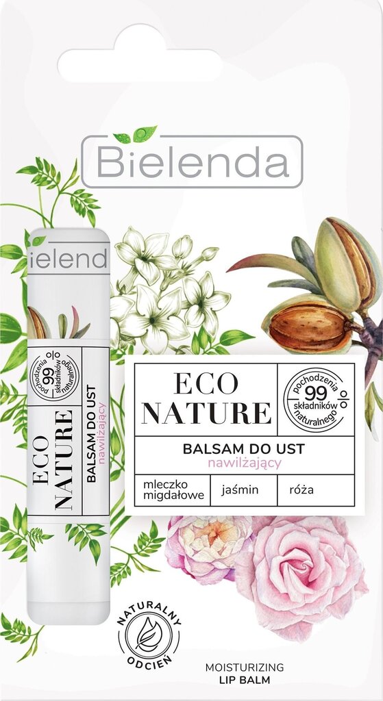 Mitrinošs lūpu balzams ar mandeļu pienu Jasmine and Rose Bielenda Eco Nature, 10 g cena un informācija | Lūpu krāsas, balzāmi, spīdumi, vazelīns | 220.lv