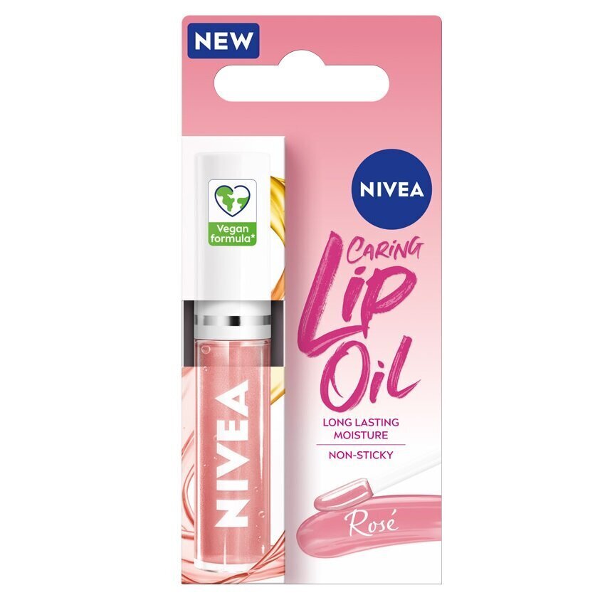 Lūpu eļļa Nivea Caring Lip Oil Rose, 5,5 ml цена и информация | Lūpu krāsas, balzāmi, spīdumi, vazelīns | 220.lv