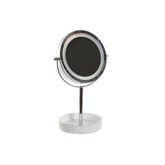 Palielināmais Spogulis ar LED DKD Home Decor 14,5 x 14,5 x 33 cm Keramika Balts Metālisks cena un informācija | Vannas istabas aksesuāri | 220.lv
