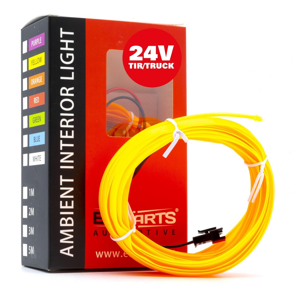EinParts LED gaismas sloksne auto dekorēšanai 24V - garums 5M, krāsa Dzintara cena un informācija | Automašīnas salona daļas | 220.lv