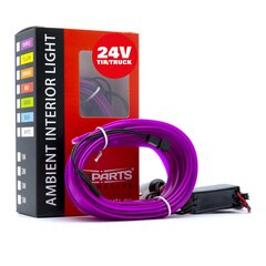 EinParts LED gaismas sloksne auto dekorēšanai 24V - garums 5M, krāsa Violeta cena un informācija | Automašīnas salona daļas | 220.lv