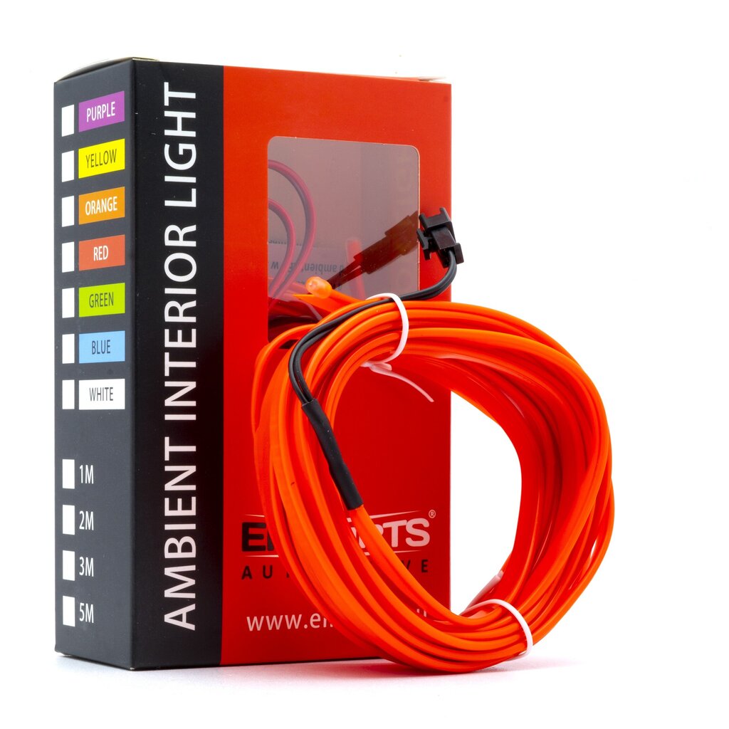 EinParts LED gaismas sloksne auto dekorēšanai 12V - garums 5M, krāsa Sarkan cena un informācija | Automašīnas salona daļas | 220.lv