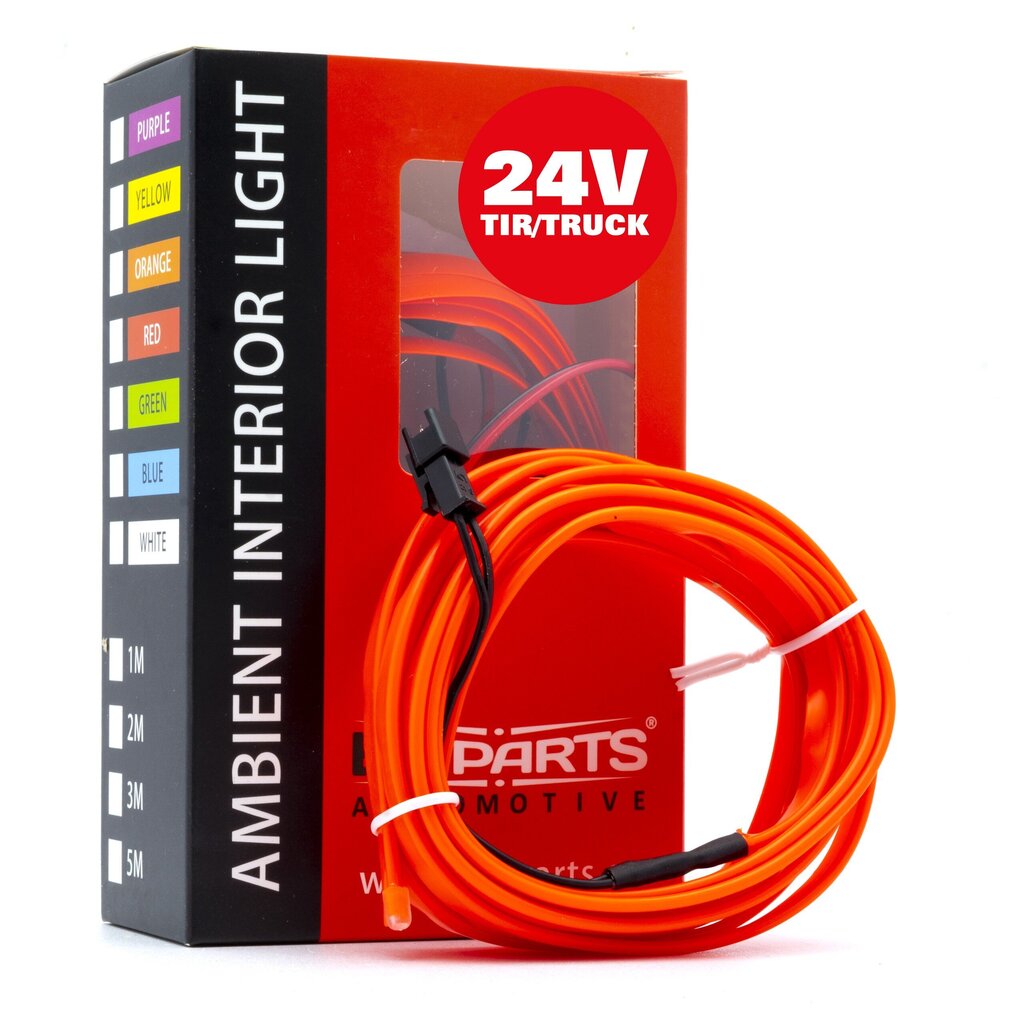 EinParts LED gaismas sloksne auto dekorēšanai 24V - garums 3M, krāsa Sarkan cena un informācija | Automašīnas salona daļas | 220.lv