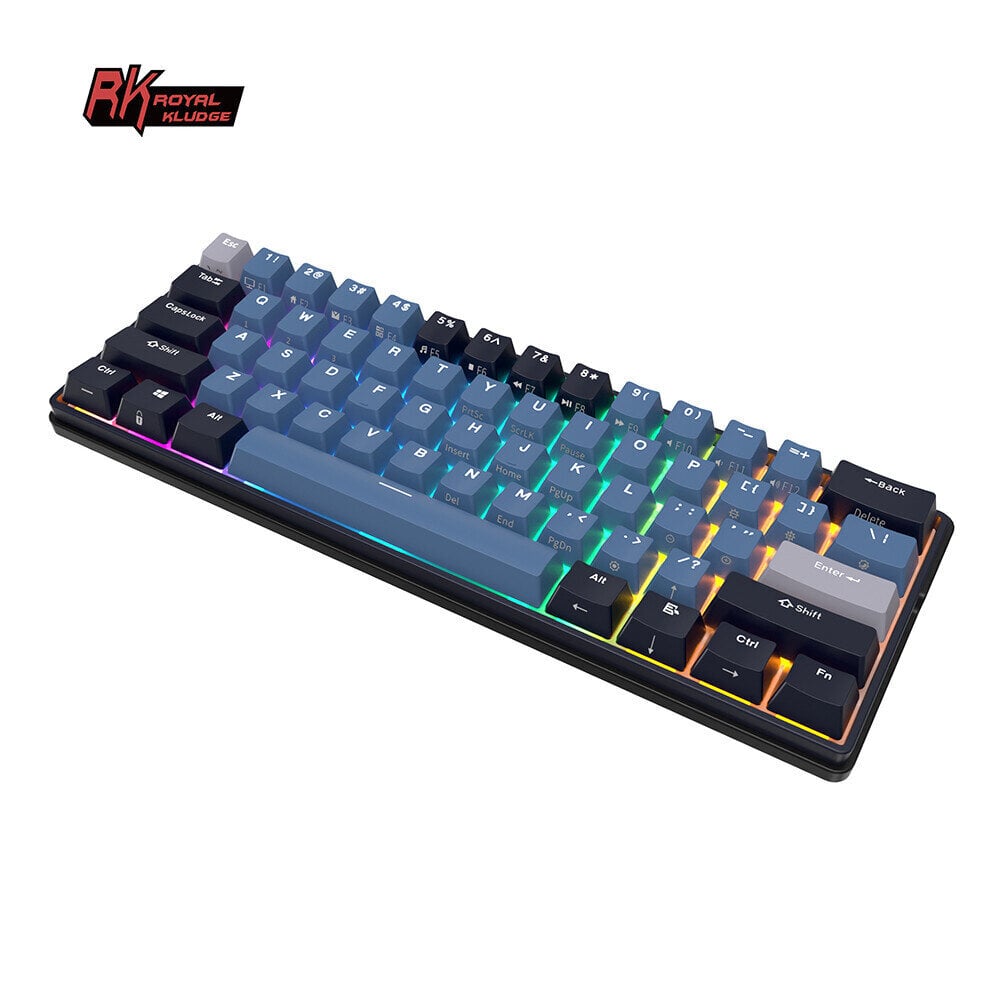 Bezvadu klaviatūra Royal Kludge RK61 Plus TKL, melns/zils cena un informācija | Klaviatūras | 220.lv