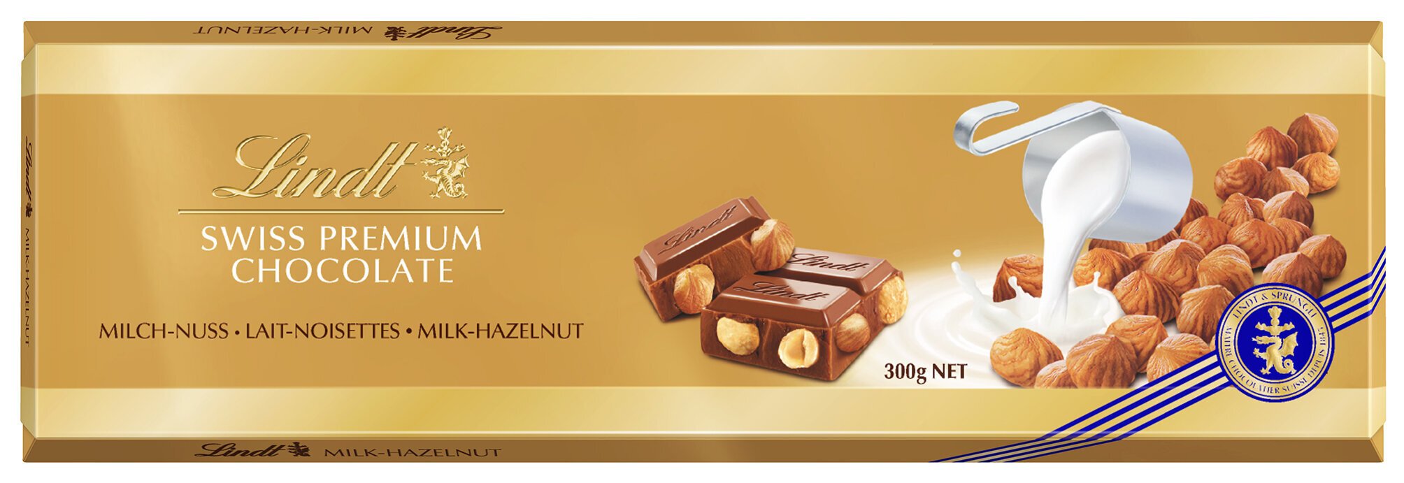 Lindt Goldpienic šokolāde ar lazdu riekstiem, 300 g, 10 iepakojumi cena un informācija | Saldumi | 220.lv