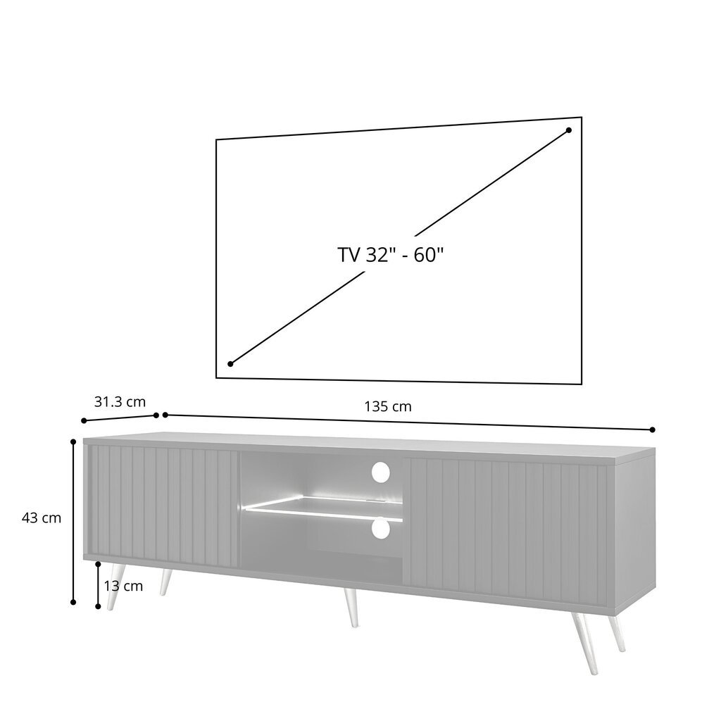 TV galdiņš Selsey Bello 135 cm, baltas/zelta krāsas cena un informācija | TV galdiņi | 220.lv