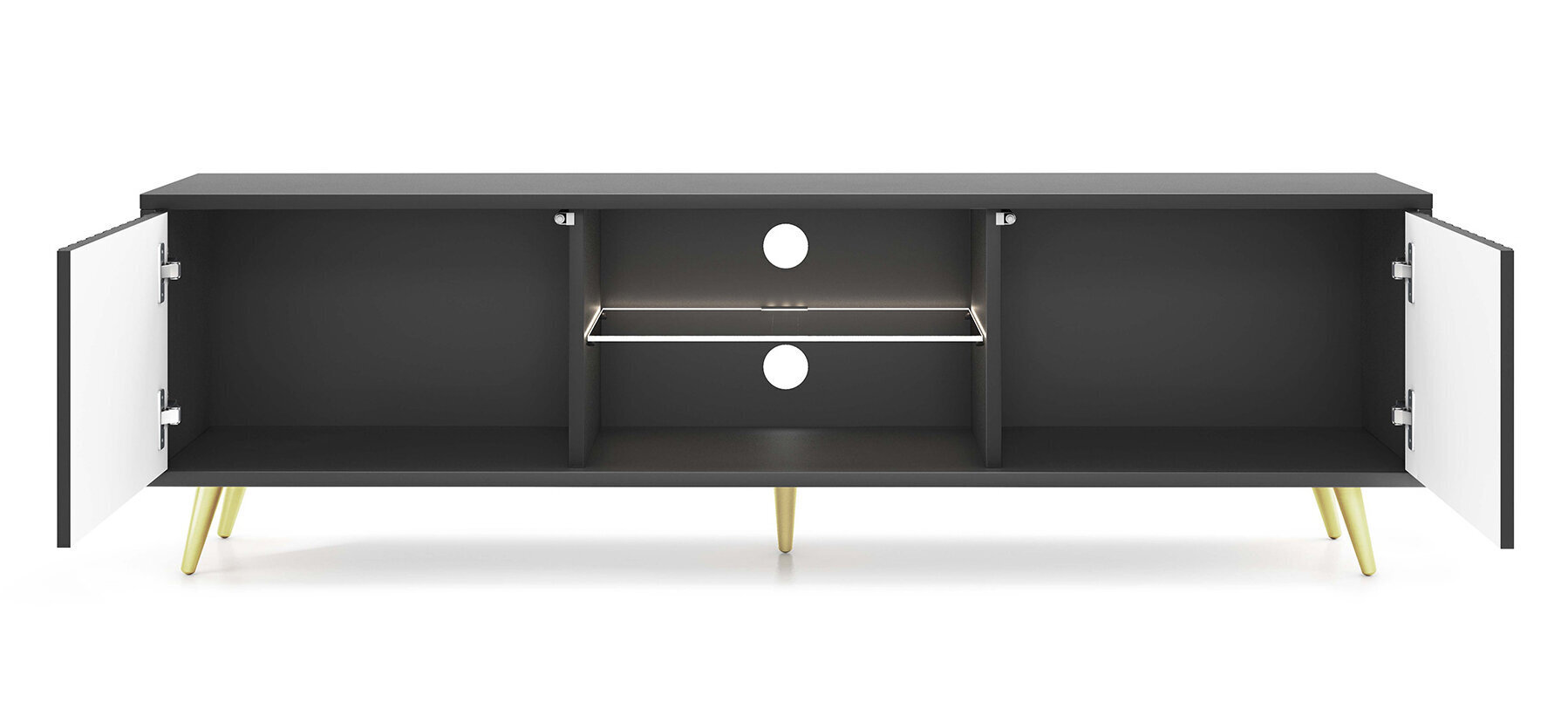 TV galdiņš Selsey Bello 135 cm, melnas/zelta krāsas cena un informācija | TV galdiņi | 220.lv