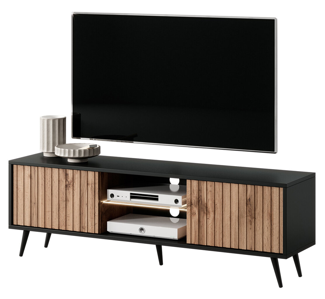 TV galdiņš Selsey Bello 135 cm, melns/brūns cena un informācija | TV galdiņi | 220.lv
