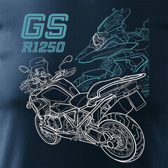 BMW GS 1250 ADVENTURE vīriešu motocikla t-krekls ar motociklu 1573-7 цена и информация | Мужские футболки | 220.lv