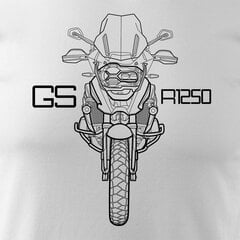 Koszulka motocyklowa z motocyklem na motor BMW GS 1250 ADVENTURE męska biała REGULAR 1584-7 цена и информация | Мужские футболки | 220.lv