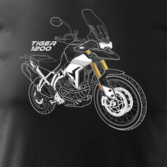 Triumph Tiger 1200 vīriešu motocikla t-krekls ar motociklu 1591-7 cena un informācija | Vīriešu T-krekli | 220.lv