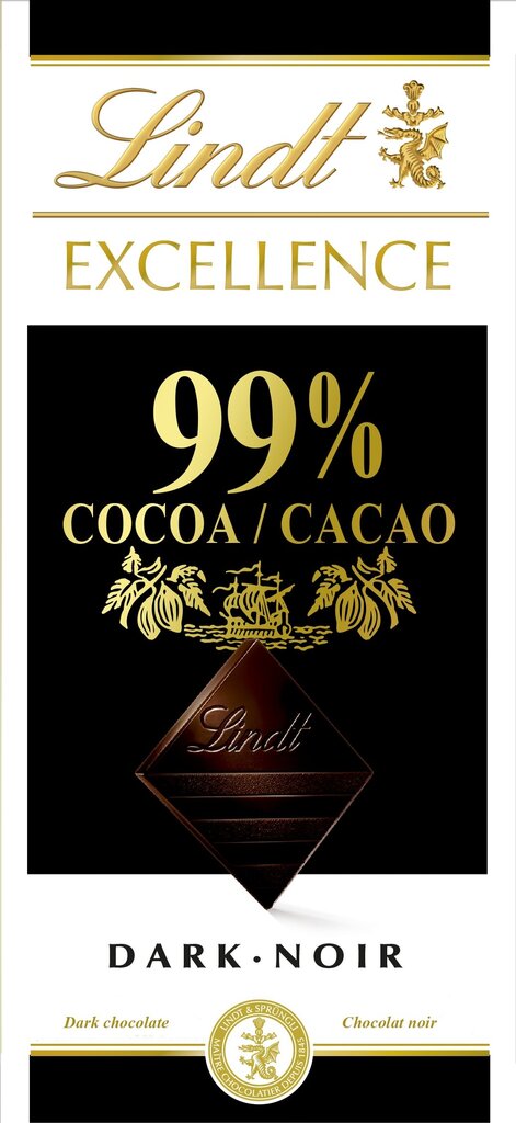 Lindt melnā šokolāde (99%), 50 g, 9 iepakojuma komplekts cena un informācija | Saldumi | 220.lv