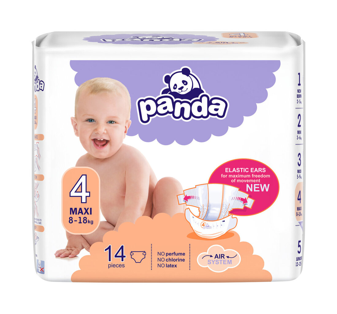 Autiņbiksītes Panda Nappies Max I 8-18 kg, 4 iepakojuma komplekts цена и информация | Autiņbiksītes | 220.lv