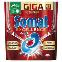 Таблетки для посудомоечных машин Somat Excellence Tablet 65VNT Doypack, 2 x 65 шт. цена и информация | Средства для мытья посуды | 220.lv