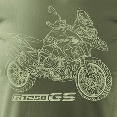 Koszulka motocyklowa z motocyklem na motor BMW GS 1250 ADVENTURE męska khaki REGULAR 598-7 цена и информация | Мужские футболки | 220.lv