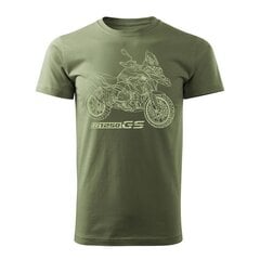 Koszulka motocyklowa z motocyklem na motor BMW GS 1250 ADVENTURE męska khaki REGULAR 598-7 цена и информация | Мужские футболки | 220.lv