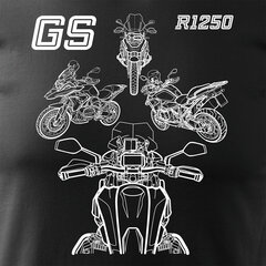 BMW GS 1250 ADVENTURE vīriešu motocikla t-krekls ar motociklu 1579-7 цена и информация | Мужские футболки | 220.lv