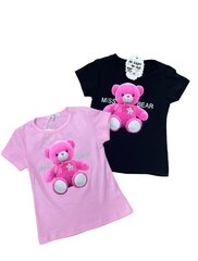 T-krekls meitenēm, 2gab., rozā/melns цена и информация | Рубашки для девочек | 220.lv