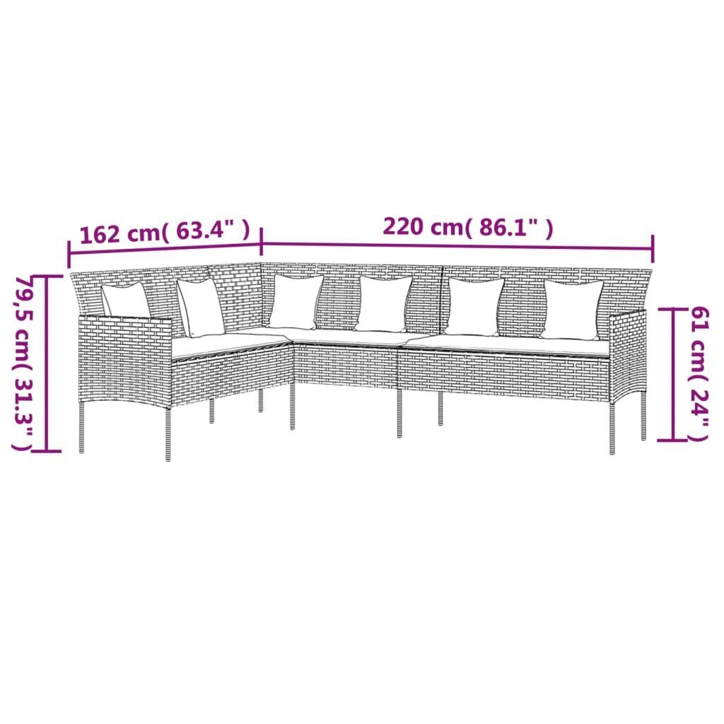 vidaXL 2-daļīgs dārza mēbeļu komplekts, matrači, melna PE rotangpalma cena un informācija | Dārza mēbeļu komplekti | 220.lv