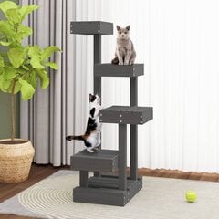vidaXL kaķu māja, melna, 45,5x49x103 cm, priedes masīvkoks cena un informācija | Kaķu mājas, nagu asināmie | 220.lv